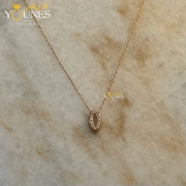 گردنبند طلا بیضی نگینی